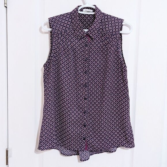 REITMANS Sleeveless geometric abstract print blouse shirt sleeveles @E - Picture 1 of 7